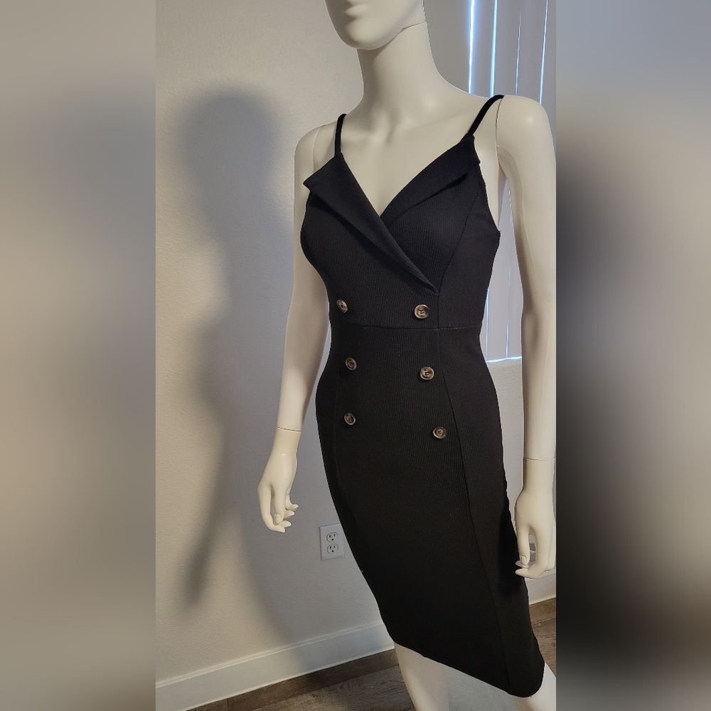 Elegant Black Double-Breasted Dress
